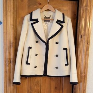 J. Crew Ivory and Black Pea Coat